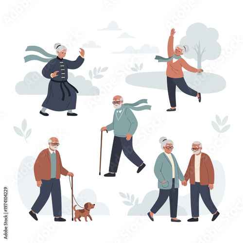 Elderly People Walking and Dancing Freely.