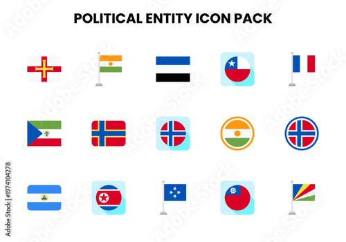 Political Entity Flat Bundle Icons Pack