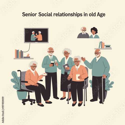 Group of Elderly People Socializing Together.