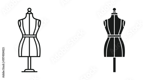 Fashion dressmaker mannequins in black and white