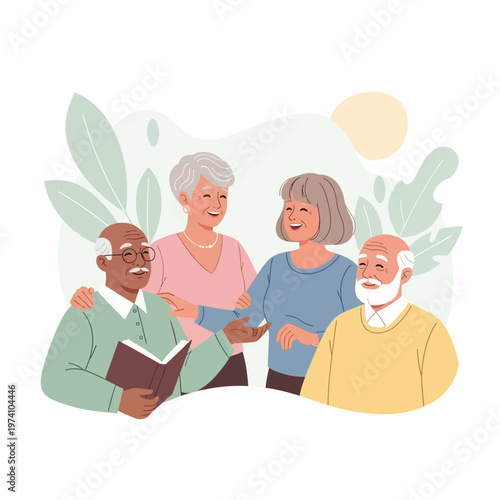 Group of Senior Friends Laughing Together.