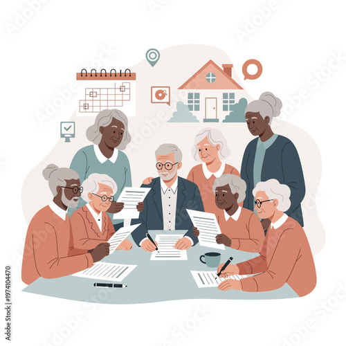 Group of Seniors Meeting and Discussing.