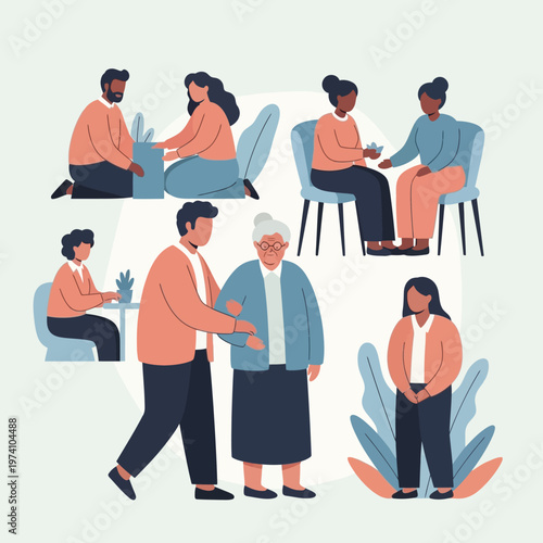 Illustration of People Interacting and Communicating.