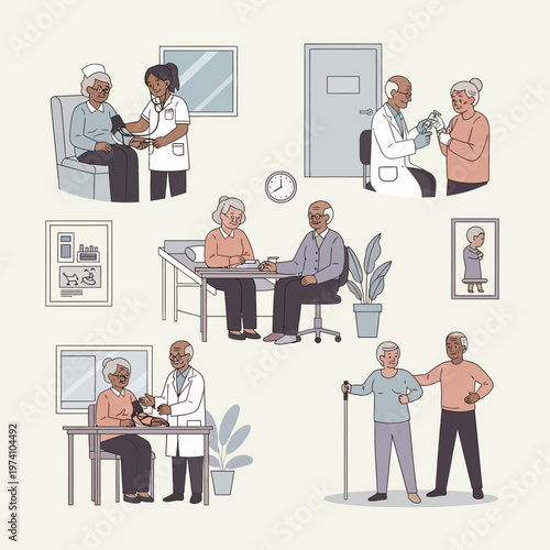 Medical Professionals Interacting with Elderly Patients.