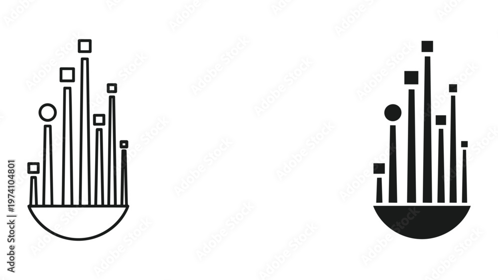 Obraz premium black and white cityscape graphic icons with geometric shapes