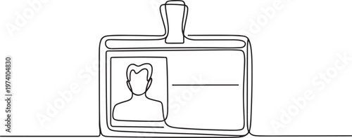 continuous line drawing employee identification card illustration vector, one line art icon drawing vector