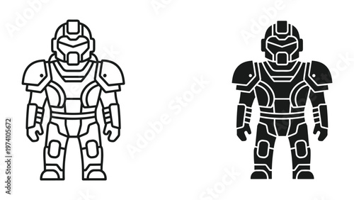 Futuristic Soldier Armor Icon Graphic Design