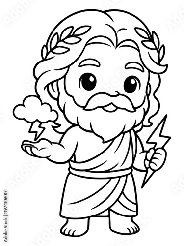 Mighty Zeus Cartoon: A cartoon depiction of Zeus, the king of the gods, exuding a playful yet commanding presence, holding lightning and a cloud, while showcasing divine authority.