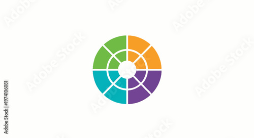 Colorful abstract circular design with segmented sections and vibrant hues.