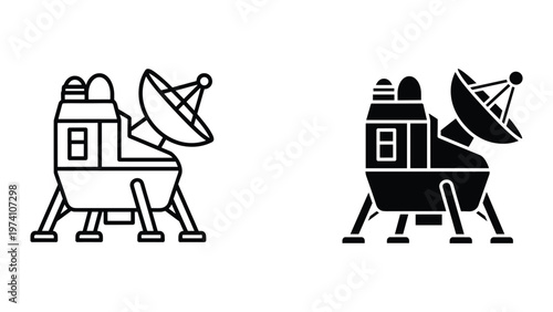 Space Lander Satellite Dish Vector Graphic Communication Exploration