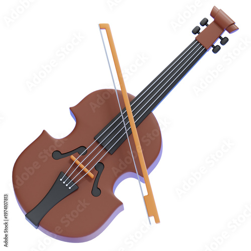 Photos PNG 3D Classic Violin Illustration Isolated on a Transparent Background