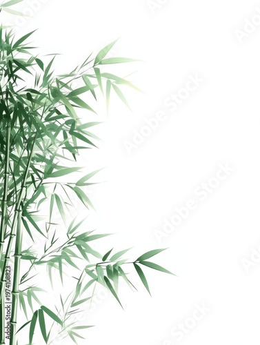 Elegant Bamboo Branch on White Background