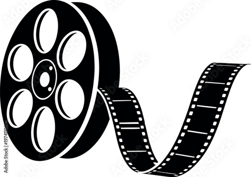 Photos Film reel icon classic cinema coiled ribbon of film unwinding nostalgic represen