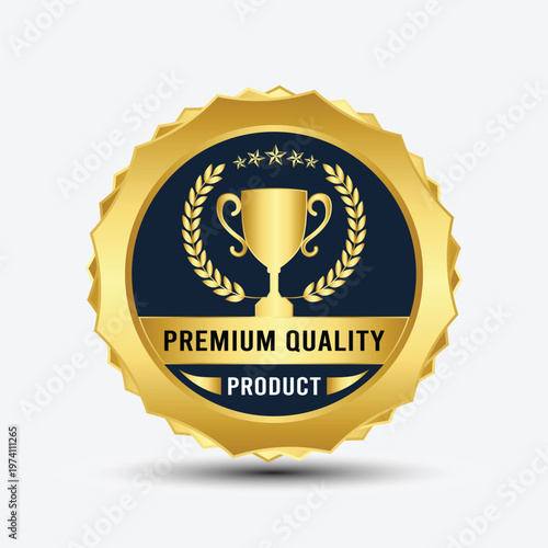 Golden Premium Quality Product Award Badge Sticker