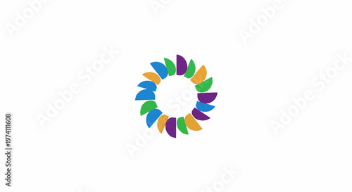 Colorful Abstract Design with Semicircle Elements on White Background.