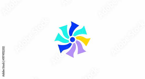 Colorful Abstract Design with Unique Shapes and Vibrant Colors on White.