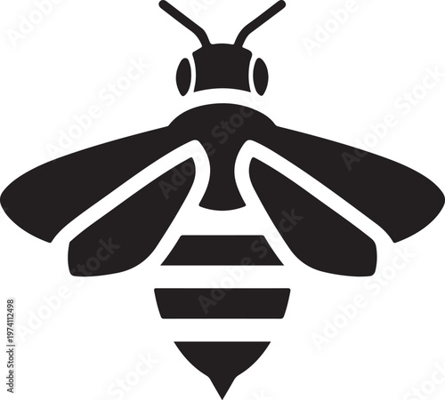 Black and white bee icon graphic design element