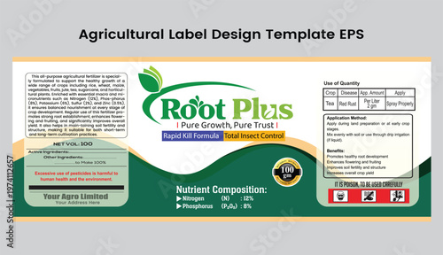 Agricultural Pesticide Bottle Label Design for Product Packaging