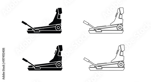 Four depictions of a rowing machine shown in contrasting styles