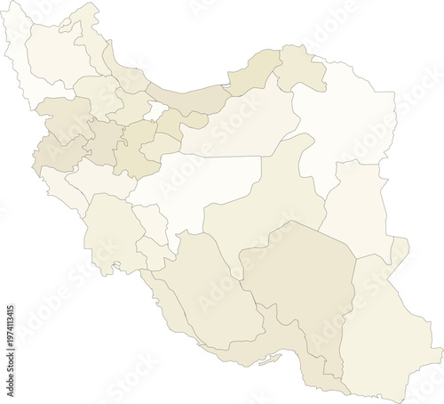 Iran map light beige regions provinces minimal neutral color illustration