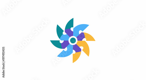 Colorful Abstract Floral Design with Modern Geometric Shapes.