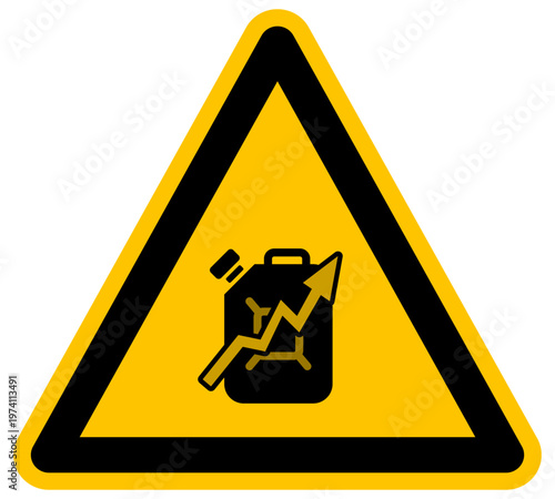 Señal de advertencia de precios de combustible al alza símbolo de bidón de gasolina con flecha ilustración vectorial