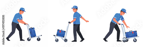 picture of airport staff carrying a box