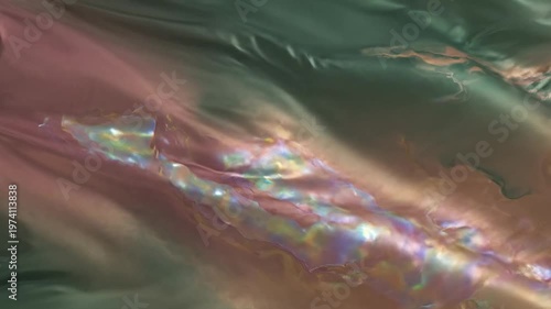 Iridescent abstract fluid texture with shifting colors and light
