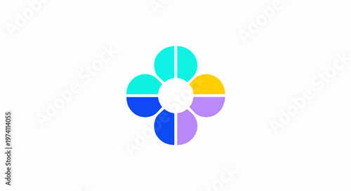 Colorful Abstract Flower Design with Modern Geometric Shape.