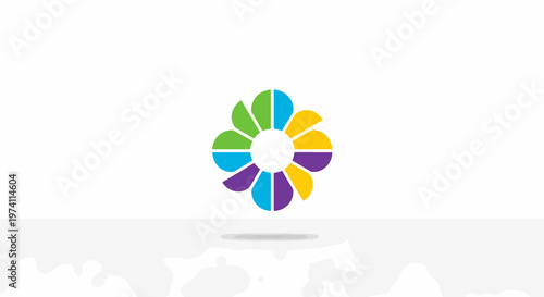 Colorful Abstract Flower Design with Petals and Vibrant Colors on White.