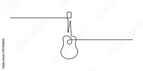 Abstract Acoustic Guitar Continuous Line Drawing Minimalist Musical Instrument Vector Illustration for Music Logo