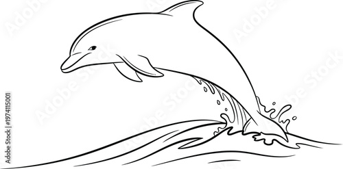 Dolphin jumping out of water in a playful ocean scene