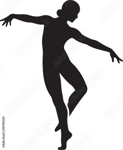 Silhouette of a dancer in motion isolated