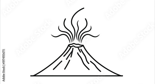 Simple illustration of a volcano erupting with smoke and flames rising