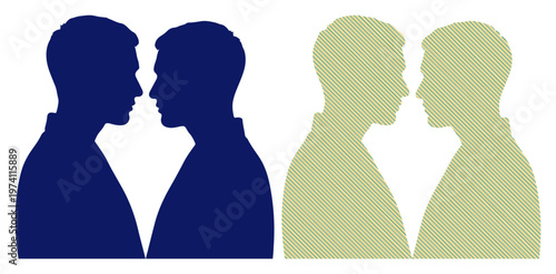 Two men facing each other, representing connection and partnership.