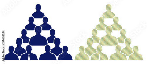 Two organizational pyramids representing team structure and hierarchy