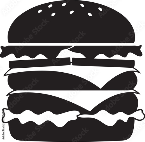Black and white illustration of a beach burger icon