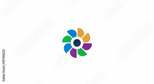 Colorful Abstract Flower Design with Vibrant Petals on White Background.