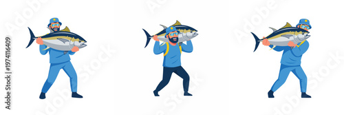 picture of a man carrying the results of fishing