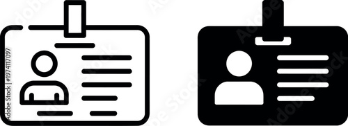 ID badge icon set including ID card identification card and driver license icons clean vector illustration for identity verification