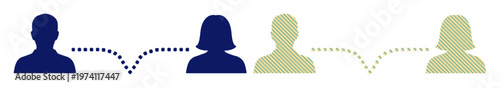 Silhouettes of people connected by dotted lines, representing relationships and communication.