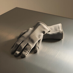 Work gloves placed on clean industrial surface
