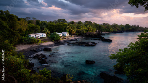 beautiful view of the bay in Moroni, Komoro. illustration of the background of the scenery in Komoro.