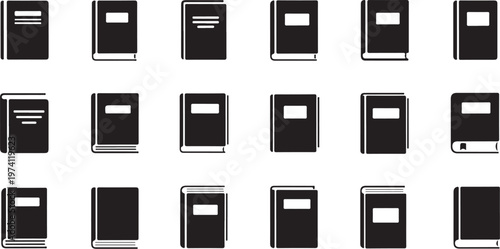 Collection of various black and white e-reader devices icons