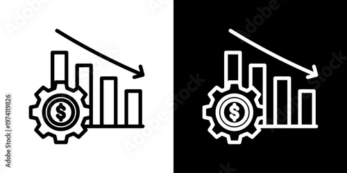 Depreciation Icon Set Vector Collection Isolated In Black And White