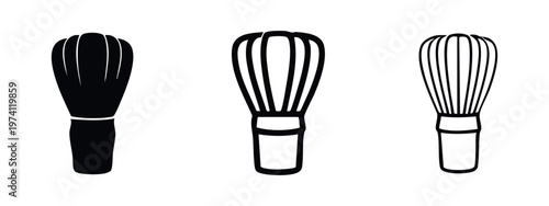 Japanese Matcha Tea Whisk (Chasen) Icons Set. Traditional Green Tea Ceremony Utensil.