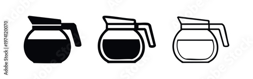 Coffee carafe icon set. Glass pitcher or decanter for brewed coffee, vector illustration.