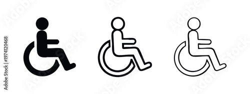 Wheelchair access icon set. Disability, accessibility, and handicapped symbol.