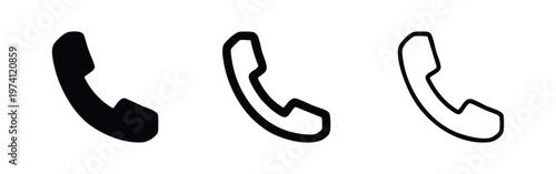 Handset Telephone Icon Collection. Communication and Customer Service Symbols.