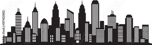 City skyline silhouette with tall buildings and skyscrapers